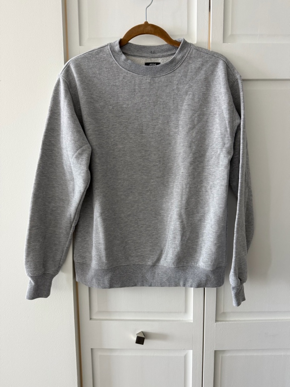 Ardene Grey Fleece Crewneck Sweatshirt Oversized Cozy Pullover Size XS
